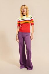 Women Multicolor Short Sleeve Pullover Red details view 2