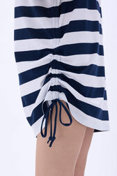 Robe rayée col rond manches courtes Raye blanc / bleu vue de détail 3