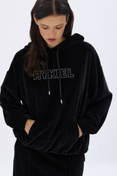 Velvet hoodie Black details view 1