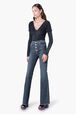 Jean flare taille haute Noir vue portée de face