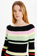 Robe longue rayée multicolore femme Noir vue de détail 2