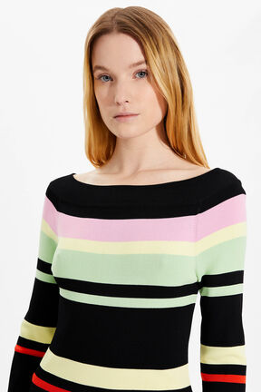 Women Multicolor Striped Maxi Dress Black details view 2
