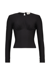 Long-sleeved jersey top Black front view