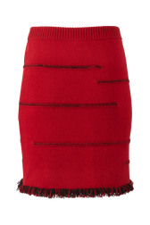 Women Charms Intarsia Wool Mini Skirt Red back view