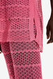 Women Striped Openwork Lace Tank Top Pink details view 2
