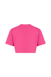 Short-Sleeved Cropped Crew Neck T-Shirt Pink back view