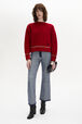 Boat-Neck Jumper With Curved Long Sleeves Red front worn view