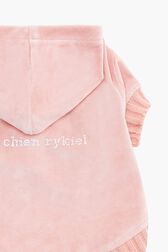 Pull à capuche chien velours Rose vue de détail 1