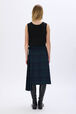 Asymmetrical tartan check kilt skirt Check navy green back worn view