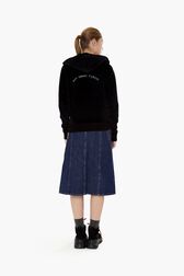 Women Velvet Hoodie Black back worn view