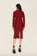Women Poor Boy Striped Wool Maxi Skirt Black/red back worn view