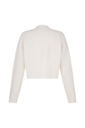 Cardigan torsadé en laine Ecru vue de dos