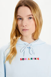 Women Signature Multicolor Oversized Hoodie Baby blue details view 2