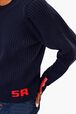 Pull en laine parme Raye noir/bleu vue de détail 2