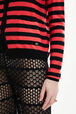 Women Poorboy knitted striped cardigan Striped black/coral details view 2