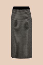 Women Houndstooth Midi Skirt Black back view