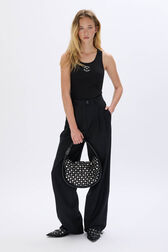 Sac Domino médium en nylon et studs Noir vue portée de face