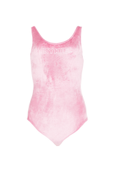 Velvet bodysuit Doll pink front view