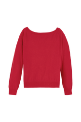 Women Plain Flower Sweater Red back view