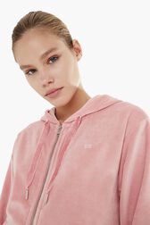 Pull à capuche velours femme Rose vue de détail 1