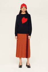 Women Heart Print Sweater Night blue details view 1