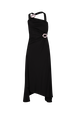 Draped asymmetrical jersey dress Black front view