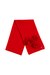 Écharpe laine fleur en relief femme Rouge vue de face