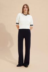 Women Cotton Knit Short Sleeve Sweater Ecru details view 1