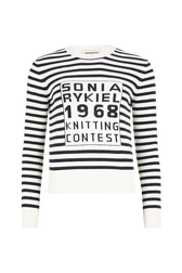 Pull rayé à col rond 1968 Navy vue de face