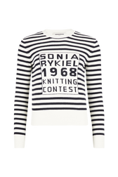 Striped round neck sweater 1968 Navy front view