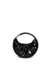 Domino mini bag in sequins Black front view