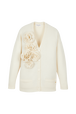 Women Flowers Cardigan Ecru front view