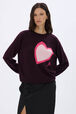 Heart charm crew-neck sweater Purple details view 1
