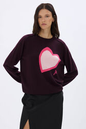 Heart charm crew-neck sweater Purple details view 1