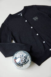 Girl Shiny Short Cardigan Black details view 1