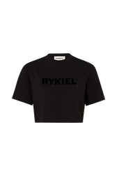 T-shirt col rond manches courtes Noir vue de face