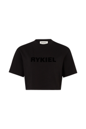 Short-sleeved crew-neck T-shirt Black front view