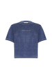 T-shirt manches courtes en velours Bleu gris vue de face
