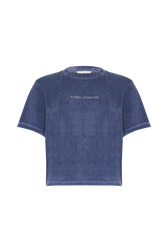 T-shirt manches courtes en velours Bleu gris vue de face
