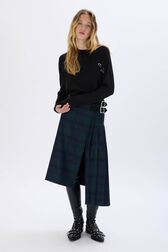 Long-sleeved sweater in merino and silk Black front worn view