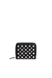 Leather wallet with studs Black front view
