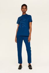 T-shirt jersey de coton femme Bleu de prusse vue de détail 3