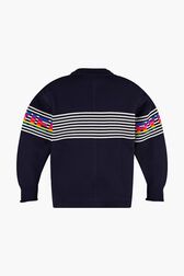 Pull oversize rayé Raye noir/bleu vue de dos