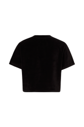 Short-sleeved velvet t-shirt Black back view