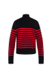 Turtleneck woolen sweater Black/red front view