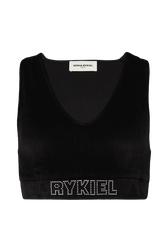 Velvet brassiere Black front view