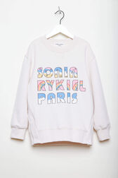 Round Collar Girl Sweatshirt Ecru front view