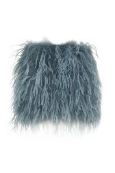 Jupe mini en plumes Bleu gris vue de dos