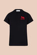 Women Mouth Print T-shirt Black front view