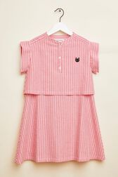 Striped Girl Short Dress Red/white front view